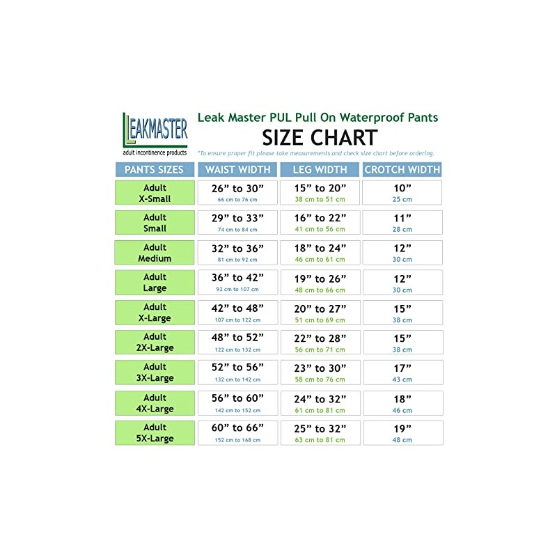 LeakMaster Adult PUL Waterproof Pants - Soft, Quiet, Breathable, Durable