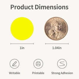 Ouzoustate 1" Yellow Dot Stickers 1050 PCS Round Circle Stickers Colored Coding Labels