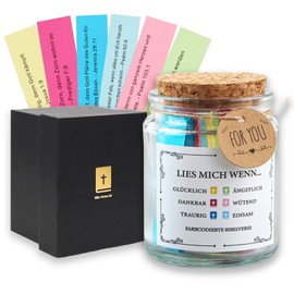 Shyllin Bible Verse Jar German, Glass with Bible Verses, Glass with Hope, Bible Accessories, 94 Pieces Colour Coded Bible Verses for Bible Glass, Christian Gifts for Women, Religious Gifts