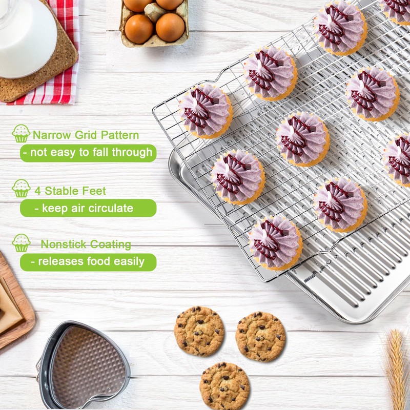 Tebery 2 Pack Heavy-Duty Wire Cooking Rack Baking Racks Fits