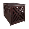 Casual Home Wooden Lattice Pet Crate, End Table, Espresso