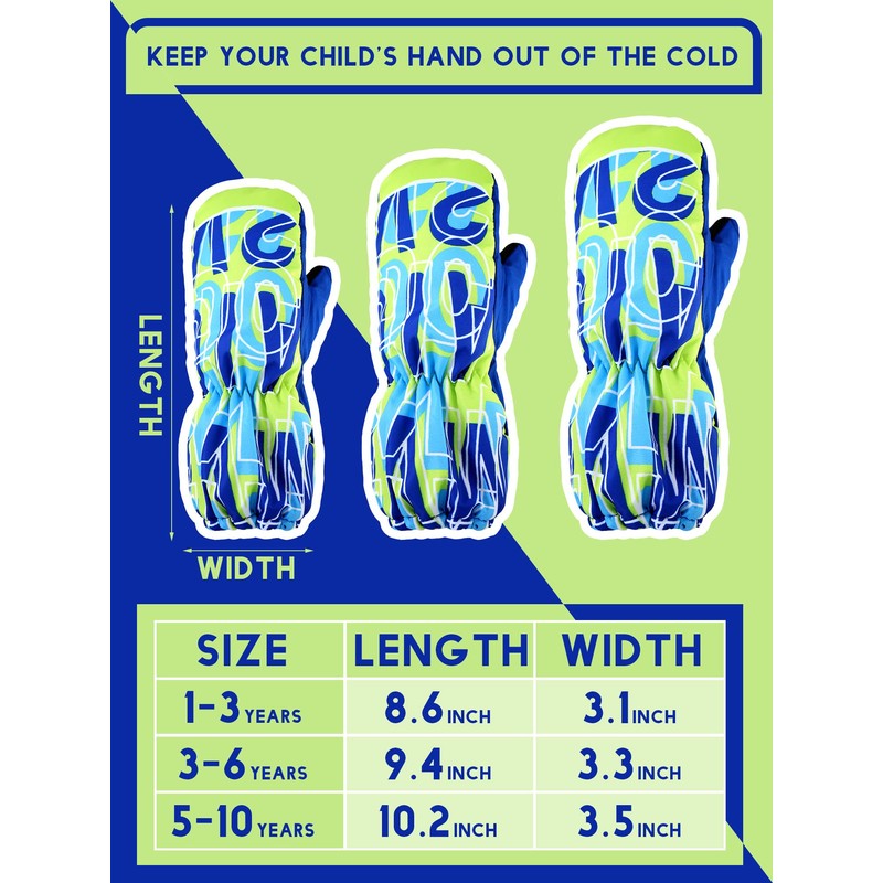 3 Pairs Kids Thicken Snow Mitten Winter Gloves Waterproof Warm