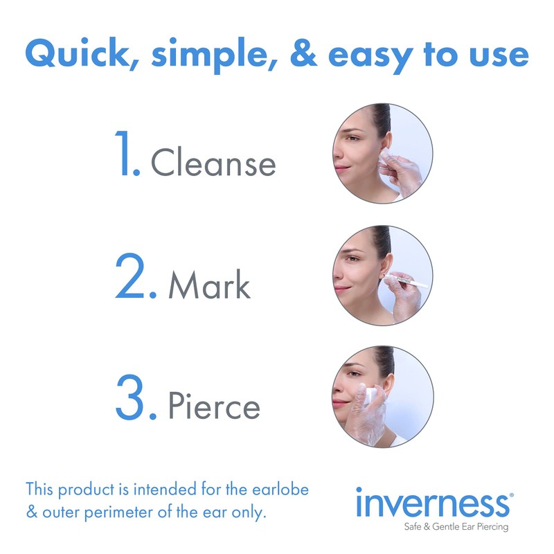 Inverness Home Ear Piercing Kit 3mm Square White CZ Stainless