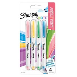 Sharpie S-Note Highlighter Pens | Part Art Marker Pen, Part Highlighter to Draw, Write & More | Assorted Pastel Colours | Chisel Tip | 4 Count