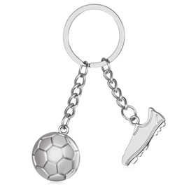 Moguri Football Keyring for Boys Silver Football Boot and Ball Keyring Novelty Sports Fan Keyring for Men Boys Metal Football Pendant, silver