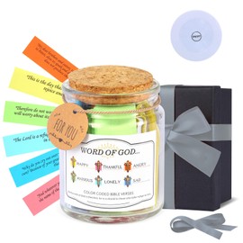 Bible Verse Jar, Hope Jar, Color Coded Bible Verses in a Jar, Christian Gifts for Women, Birthday Gifts for Women, Bible Study Supplies(Silver Gray)