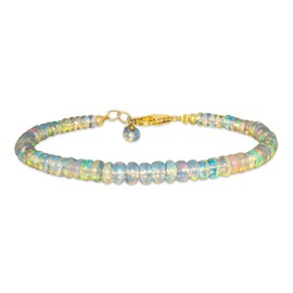 Natural Ethiopian Opal Bracelet For Women Gemstone Full Beads Jewelry for her, October Birthstone, Energy Healing Crystals, 14K Gold Filled 925 Sterling Silver Chain 8 inch Gift For Teen Girls
