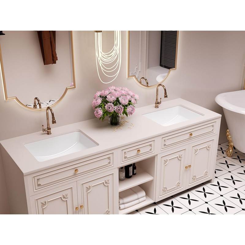 SmartSylva Rectangular Undermount Bathroom Sink,18 x 14 Inch Porcelain Ceramic