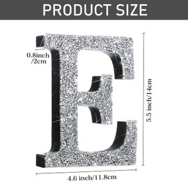 Qunclay 5.7 Inch Crystal Diamond Letters Shiny Letters Decor Hanging Letters with Screws and Hooks Rhinestone Diamond Decorations House Warming Gifts for Wall Bedroom Office Door(Letter E)
