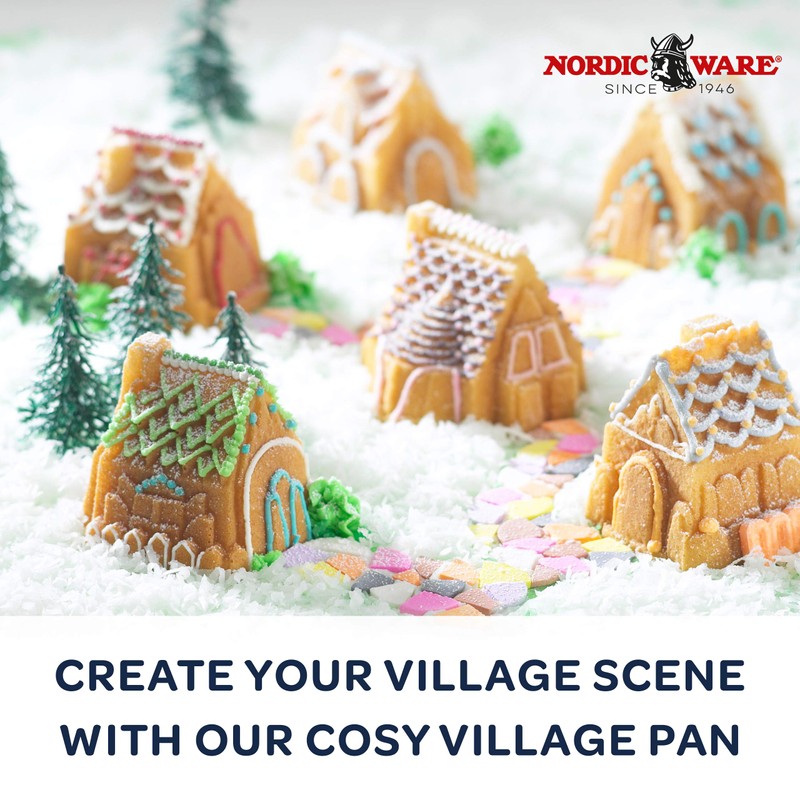 Nordic Ware Cozy Village Gingerbread House, 6 Cups, Silver