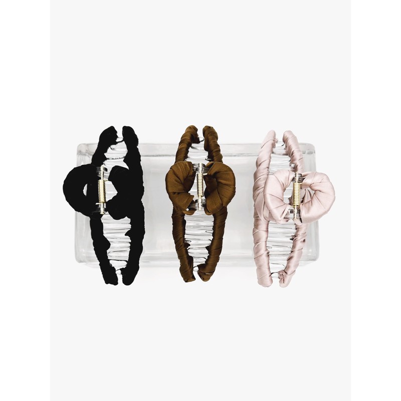 Satin Hair Claw Clamp 12.5cm Extra Strong Hold in Black,