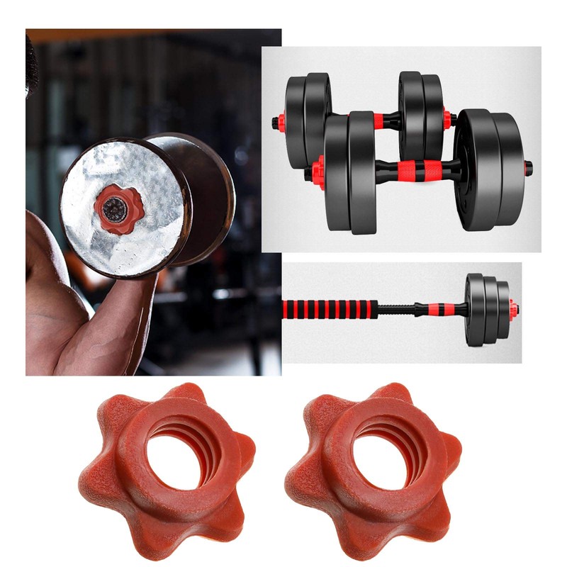 EMSea 4X 25mm Barbell Bar Hex Nuts 1 Inch Red