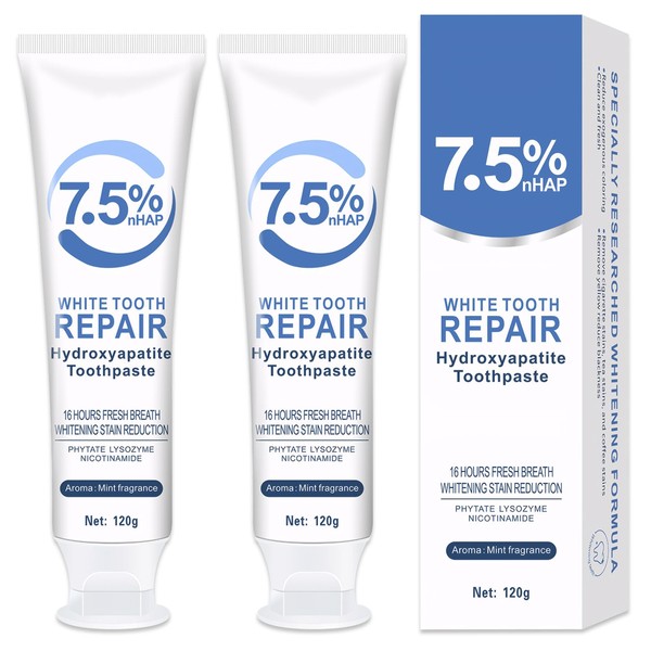 Pack of 2 Hydroxyapatite Toothpaste Without Fluoride, Fresh Breath Toothpaste,