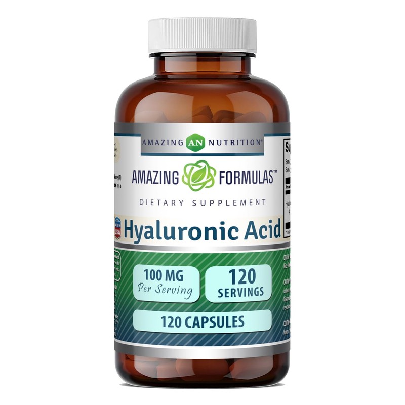 AMAZING FORMULAS Ácido Hialurónico 100 mg 120 Cápsulas – Suplemento