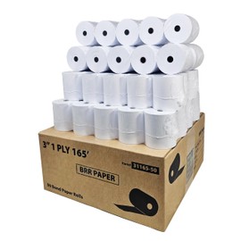3 Inch 1-Ply x 165' Paper [50 Rolls - 1 Case] - Bond Kitchen Printer Paper (55GSM) SP700 / ERC 30/34/38 Ribbon Required -BuyRegisterRolls