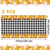 2 Pieces Fall Plaid Tablecloth Plastic Pumpkin Table Cover Black
