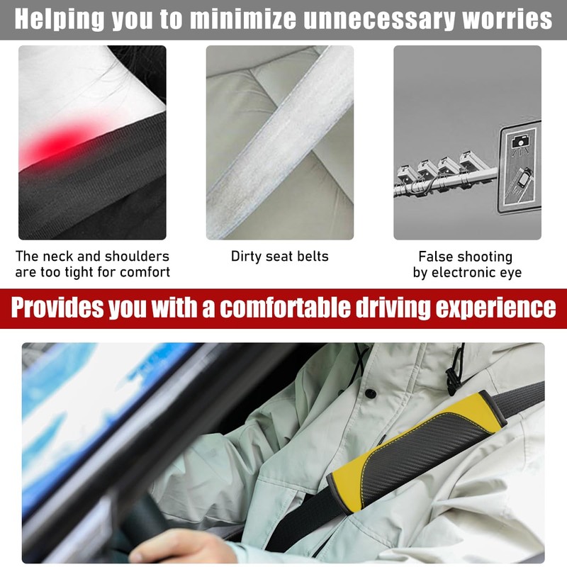 Yourkar 2PCS Car Seat Belt Cover, Soft Leather Safety Belt
