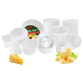 11 pcs Cheese Making Kit Beginners - Soft Cheese Molds + Cheese Mold with a Follower Piston - Cheese Making Supplies - Moldes Para Queso Fresco Casero - Paneer Cream Cheese Form Mold Basket № 2