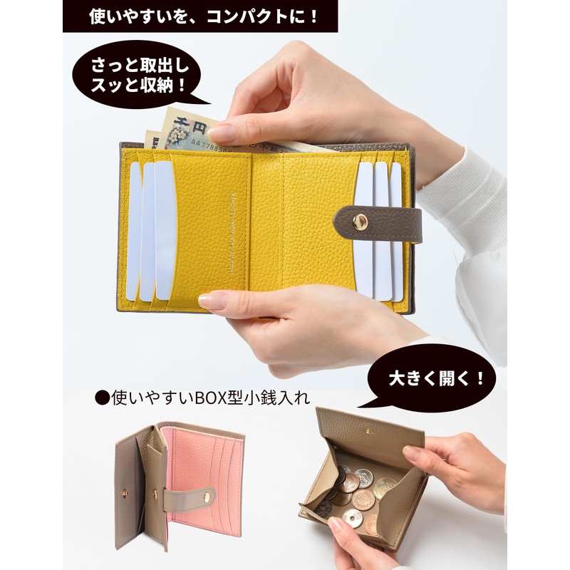 HAKATA NO MORI LEATHER Bifold Wallet, Women's, Genuine Leather, Mini