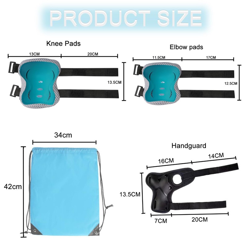 DKDDSSS 7 Piece Children's Knee Pads, Protector Set, 7-in-1 Inline