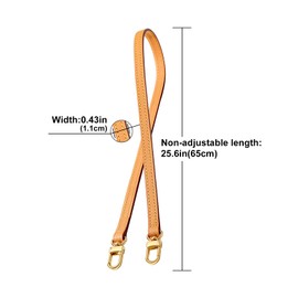 KIYOMIL Genuine Vachetta Leather Strap for Bag,Shoulder Purse Strap Replacement Fot for Félicie Pochette (BEESWAX-Width:0.43in&Length:25.6in,Double Buckles)