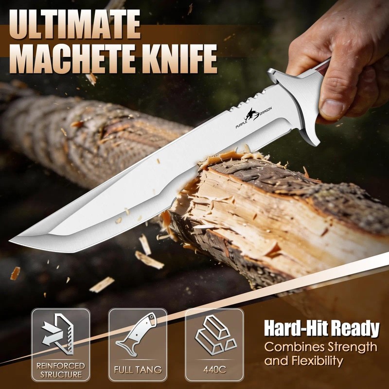 Purple Dragon Machete for Cutting Trees Heavy Duty for Bushcraft