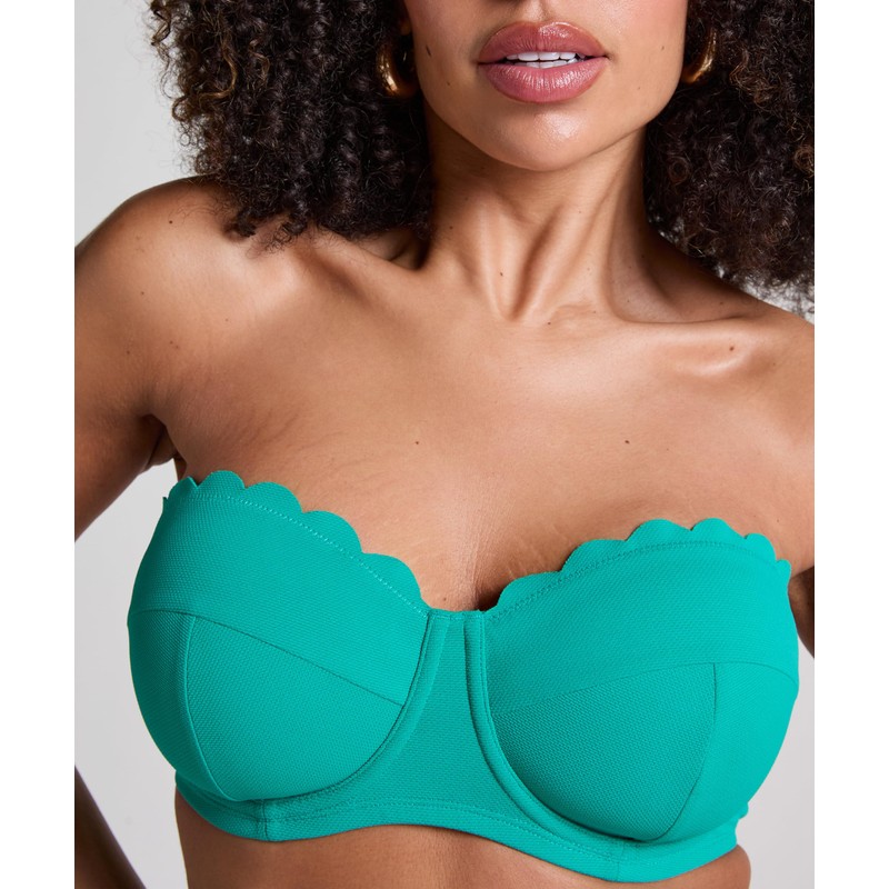 Hunkemöller Padded Strapless Underwired Bikini Top Scallop Cup E+, Hkm