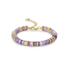 SNGIA Colorful Gold Bracelets for Women, Stack Bangle Beaded Stone Jewelry Accessories Set for Woman, Trendy Fashion Jewelry Gifts, Stone, Yellow Gold, no gemstone