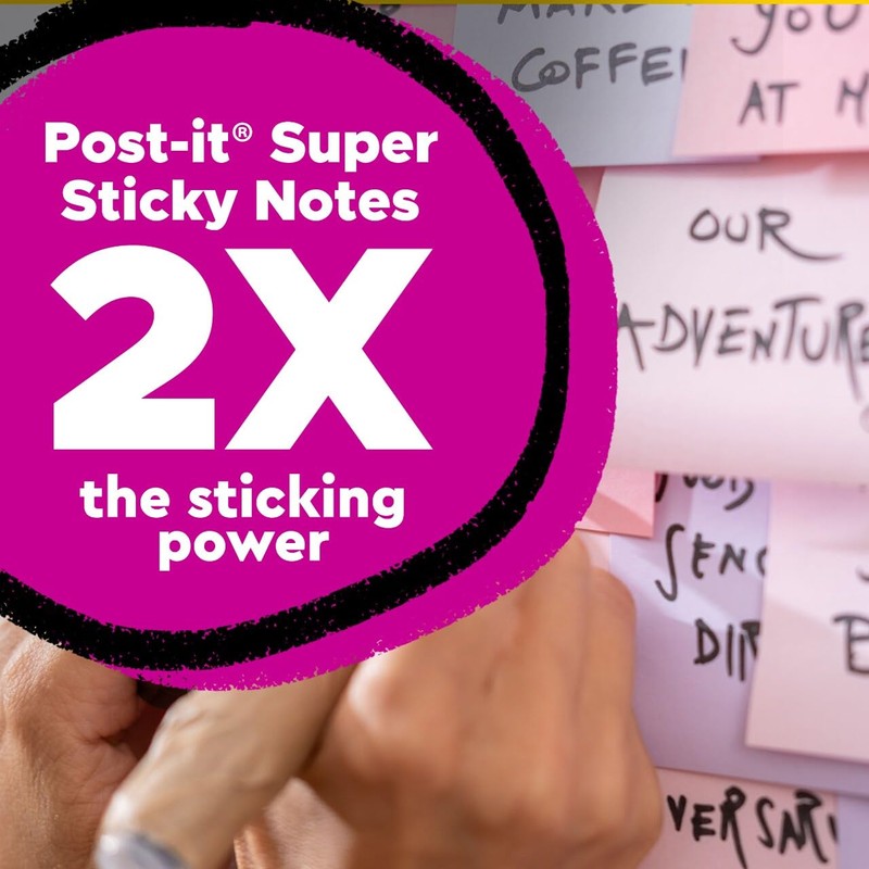 Post-it 100% Recycled Paper Super Sticky Notes, 3 in. x