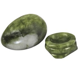 mookaitedecor Green Jade Crystal Egg Oval Ball with Stand, Gemstone for Healing Reiki Chakra and Family Decoration Decoration