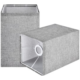 Square Lamp Shade Set of 2 Small Gray,L6.3"x W6.3"x H9.84" UNO Fitter Type Fabric Easy-Installation for Living Room/Bedroom | Fit Pendant Lamp |Wall Lamp & Table Lamps Lighting Fixtures Classic Style