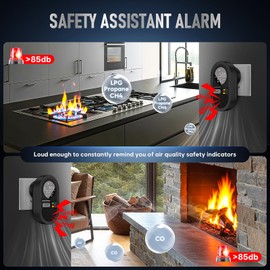 Portable Carbon Monoxide Detector 8-in-1, Carbon Monoxide Detectors Plug-in with HD Screen Natural Gas/Temp/Humidity, CO Monitor Alarm Sound Warning for Home/RV (Black)