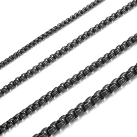 HSWYFCJY Women's / Men's Necklace Stainless Steel Silver Gold Black Box Chain 2/2.5/3/4 mm Briolette Chain Venetian Link Chain Necklace Length 18/20/22/24/28 Inches, Stainless Steel