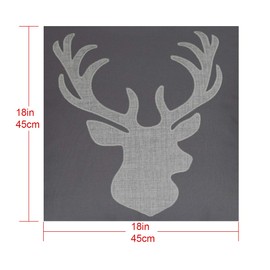 Millianess Deer Head Pillow Case Decorative Cotton Linen Embroidered Cushions Covers 18x18 Inches (Grey)
