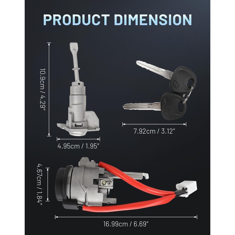 Ignition Lock Cylinder with 2 Keys and Switch Ignition Switch