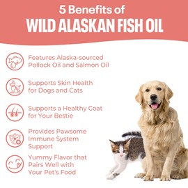 SavvyBeast Pollock and Salmon Oil for Dogs & Cats – Omega-3 Fish Oil Supplement for Pets – Supports Skin & Coat, Joints, Itch Relief, Immune Boost & Heart Health – Wild-Caught & All-Natural – 32 oz
