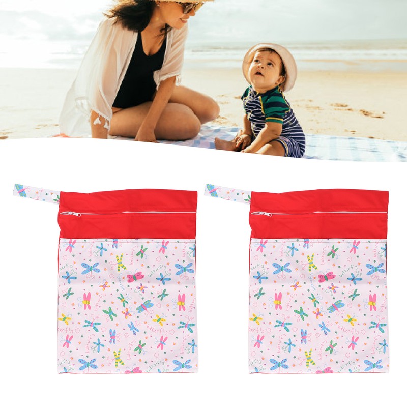 2pcs Cloth Diaper Wet Dry Bags Waterproof Reusable Wet Bags