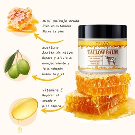2 Jars Beef Tallow Face Cream Skin Care, Face Moisturizer Tallow and Honey Balm Face Body Butter for Very Dry Skin, Hydrating Serum All Purpose Tallow Balm for All Body Hydration, 60g/2fl oz (2pcs)