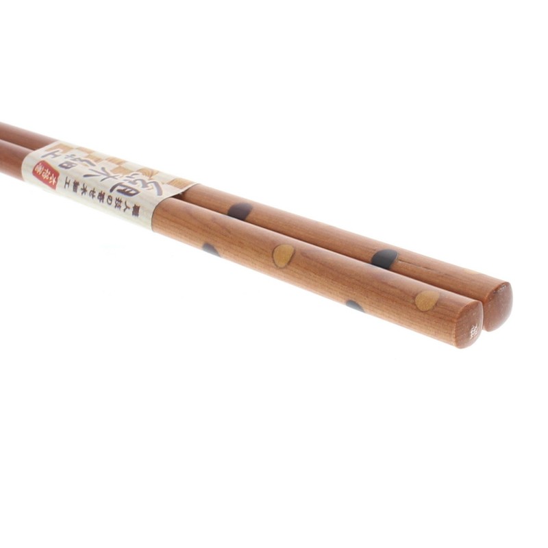 Ishida Chopsticks Set of Woodcraft, Polka Dot, Wooden (Natural Wood),