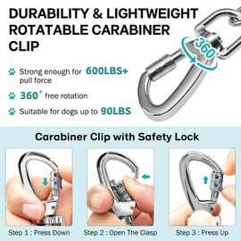 Heavy Duty Dog Chain for Yard-15FT Metal Dog Chain Leash Chew Proof,Long Dog Lead for Outside with Strong Swivel Hook,Outdoor Dog Runner for Camping,Dog Tie Out Cable for Small Medium Dog up to 90LBS