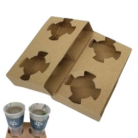 Alpha Depot Paper D-Cup Holder Takeout Drink Holder Cup Carrier Disposable Commercial (2 Cups x 50)