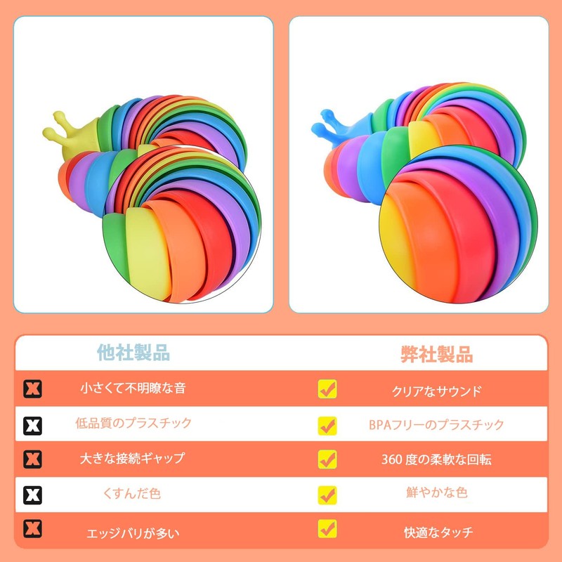 MATSUKUSHI B-002 Fidget Slug Toy B, Stress Relief, 3D Dimensional,