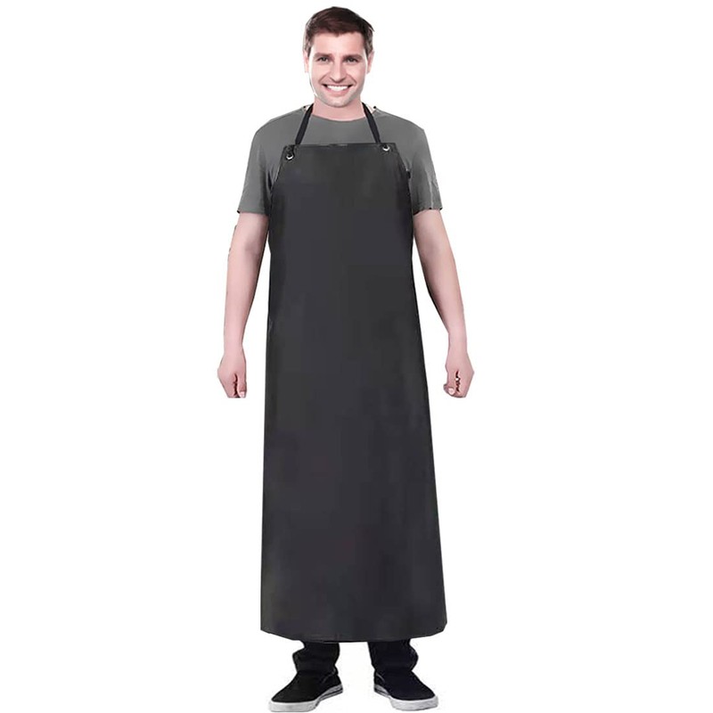 Lchkrep Men's Waterproof Apron Black, Lightweight Vinyl Aprons Rubber Apron