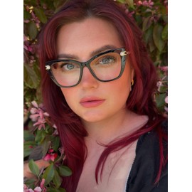 Zeelool Blue Light Glasses for Women Pearl Cat Eye Eyeglasses ZJGX861602 Black