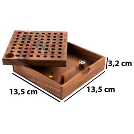 Engelhart – 350280 Snake and Ladder in a Wooden Box – Travel Game from 4 Years – 2-4 Players 13.5 x 13.5 x 3.5 cm