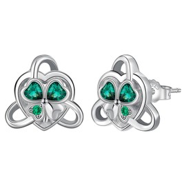 Yinsen Earrings for Women 925 Sterling Silver Stud Earrings Lucky Charm Jewellery Gift for Women, Silver, Cubic Zirconia