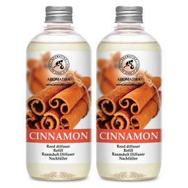 Cinnamon Reed Diffuser Refill with Natural Essential Cinnamon Oil - 2 x 17oz - Fresh & Long Lasting Fragrance - Best for Aromatherapy - Home - Office - Fitness Club - Restaurant - Boutique