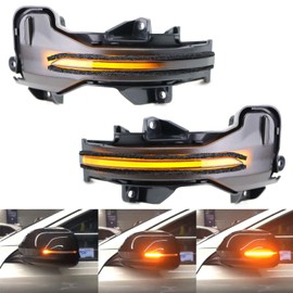 iJDMTOY Smoked Lens Amber Full LED Strip Sequential Flash Side View Mirror Turn Signal Blinker Light Assembly Compatible With Honda Accord CR-V HR-V, etc