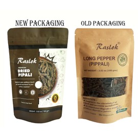Raslok Dried Pippali Indian Long Pepper Whole | 3.52 oz - 100gm | Pipli Spice Long Pippali Whole | Indian Spices | Organic Whole Black Pepper | Multipurpose Seasoning | Resealable Bag