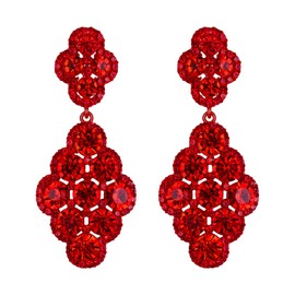 EVER FAITH Women's Earrings Wedding Bridal Rhombus Rhinestone Crystal Hollow Chandelier Earrings, Crystal, No information